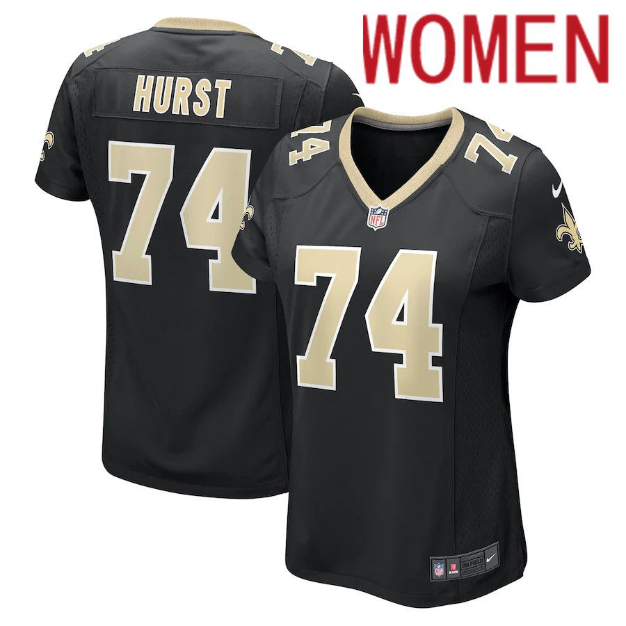 Women New Orleans Saints #74 James Hurst Nike Black Game NFL Jersey->women nfl jersey->Women Jersey
